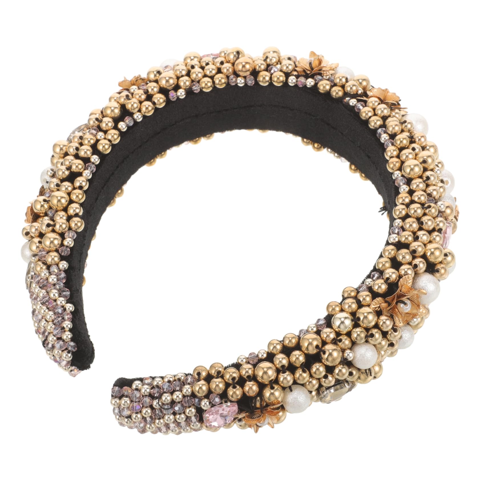 Diadema Ancha Barroca Cuentas y Cristales para Mujer