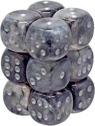 Miniatura 2 de Chessex Borealis 27787 - Bloque de dados luminarios d6 de 0.630 in / morado real / dorado (12 dados)