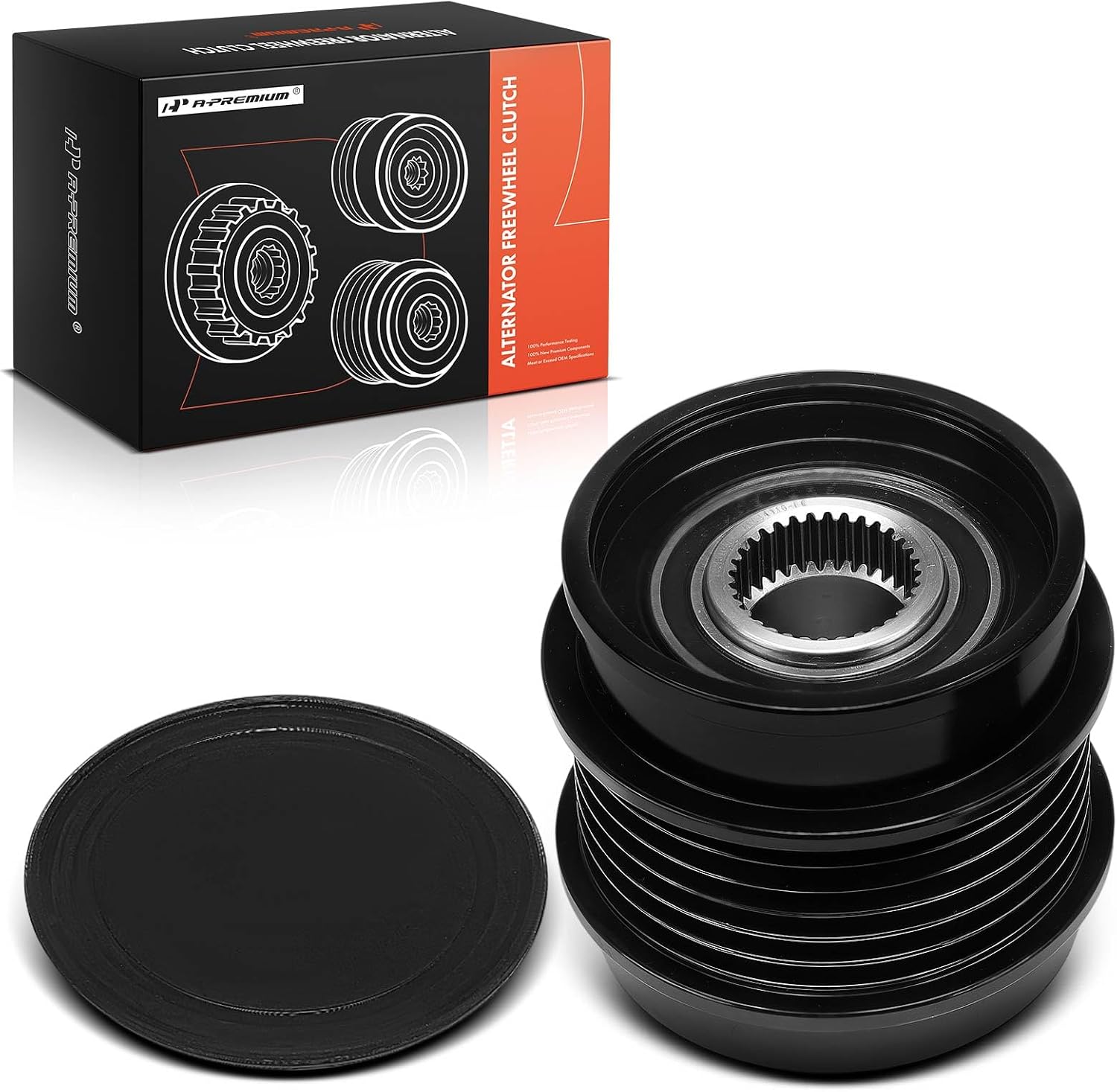 A-Premium Alternator Freewheel Clutch Pulley, 6 Grooves, Compatible with Mercedes-Benz E300 2017-2019, Sprinter 1500 2019-2023, Sprinter 2500 2019-2023, Clockwise