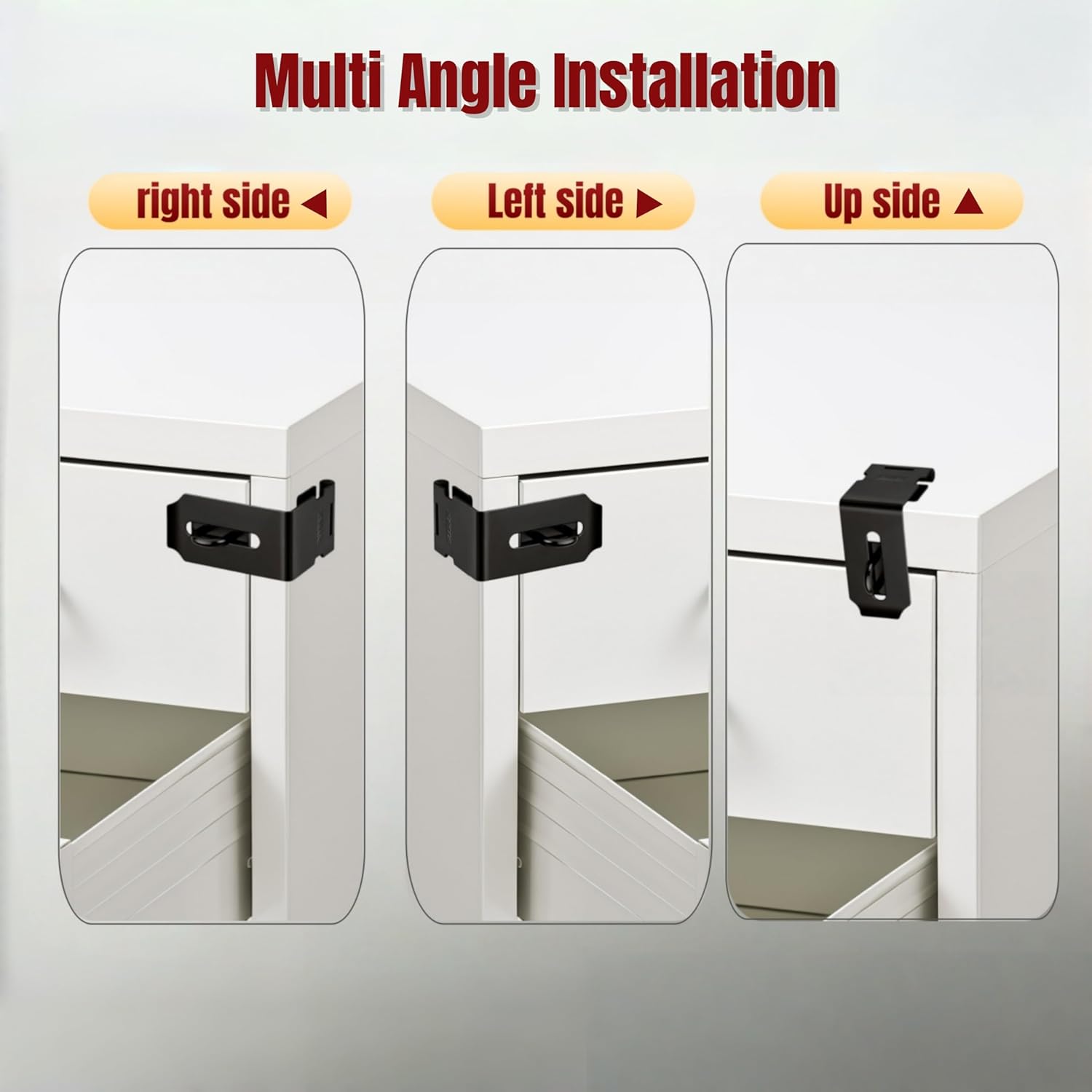 90 Degree Hasp Lock Latch,304 Stainless Steel Right Angle Safe Padlock Clasp Hasp,Desk Drawer Lock Latch Security for File Cabinet, Desk Drawer, Tool Box, Mailbox, Bookcase (4, Black)