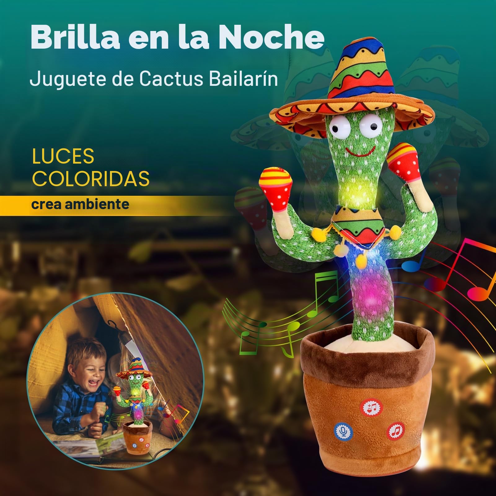 Cactus Bailarin Control Del Volumen Juguete Bebe Parlanchin Que Baila Y Repite Lo Que Dices Funny Dancing Talking Cactus Bailando Peluche Adecuado Para Niño Niña Bebé Juguetes NavideñOs De Cumpleaños