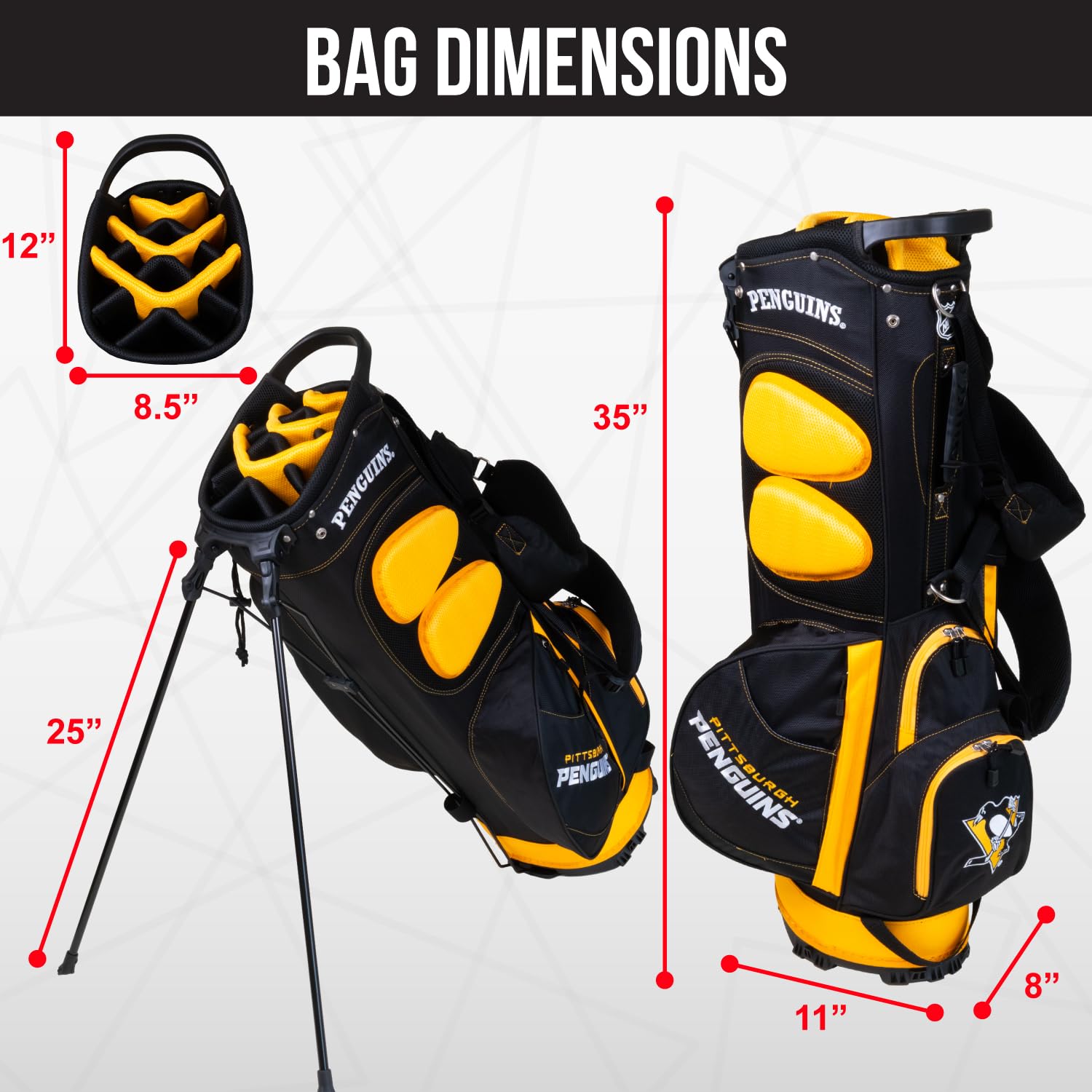 Team Golf Stand NHL Fairway Bag - Bolsa Ligera de 14 vías con Aislamiento de acción de Resorte y Bolsillo Acolchado para artículos Deportivos