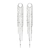 925 Sterling Silver Long Tassels Earrings Huggie Hoops for Women, White Gold Plated