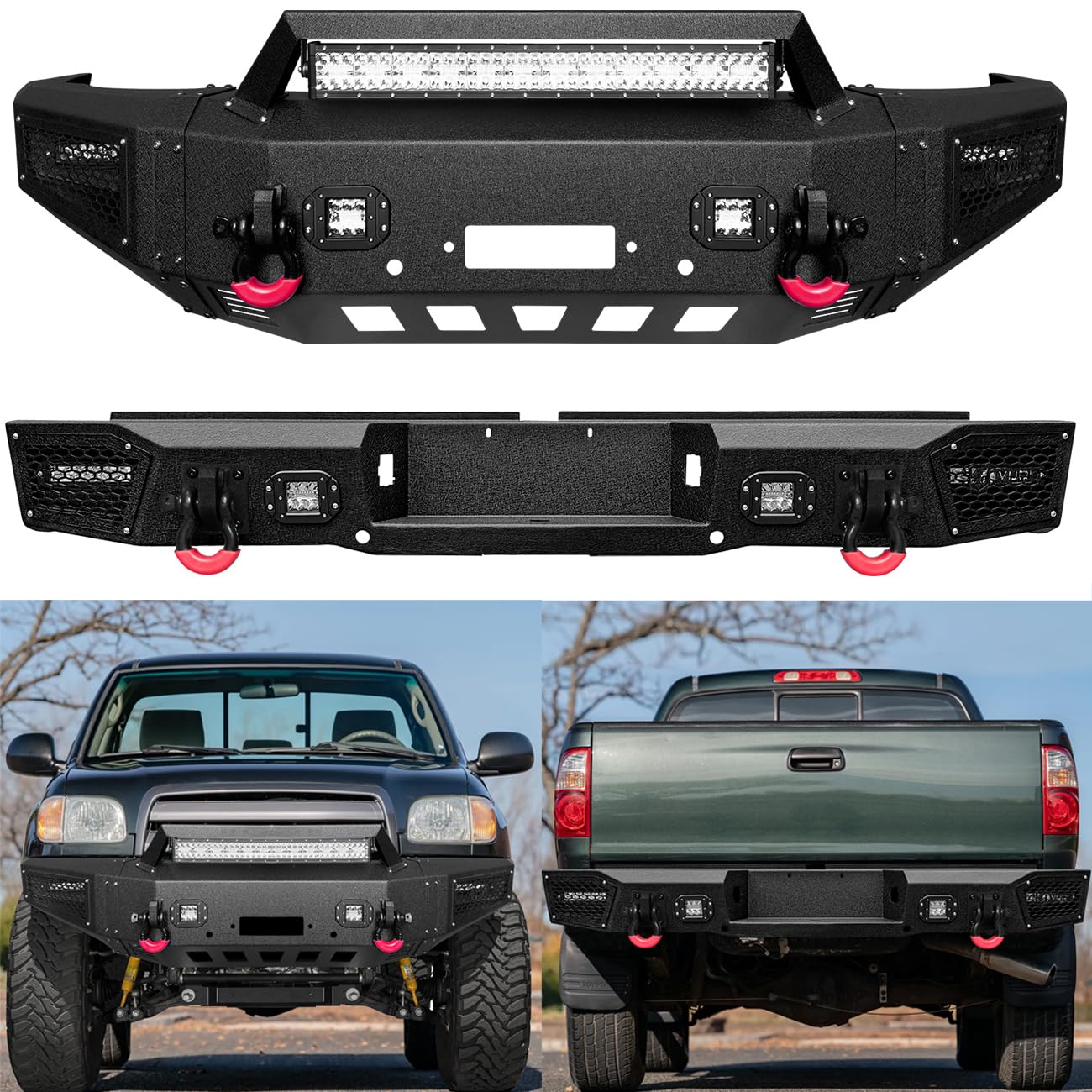 Vijay Front and Rear Bumper Fits 2000-2006 Tundra (Not included Stepside) with Winch Plate and Lights