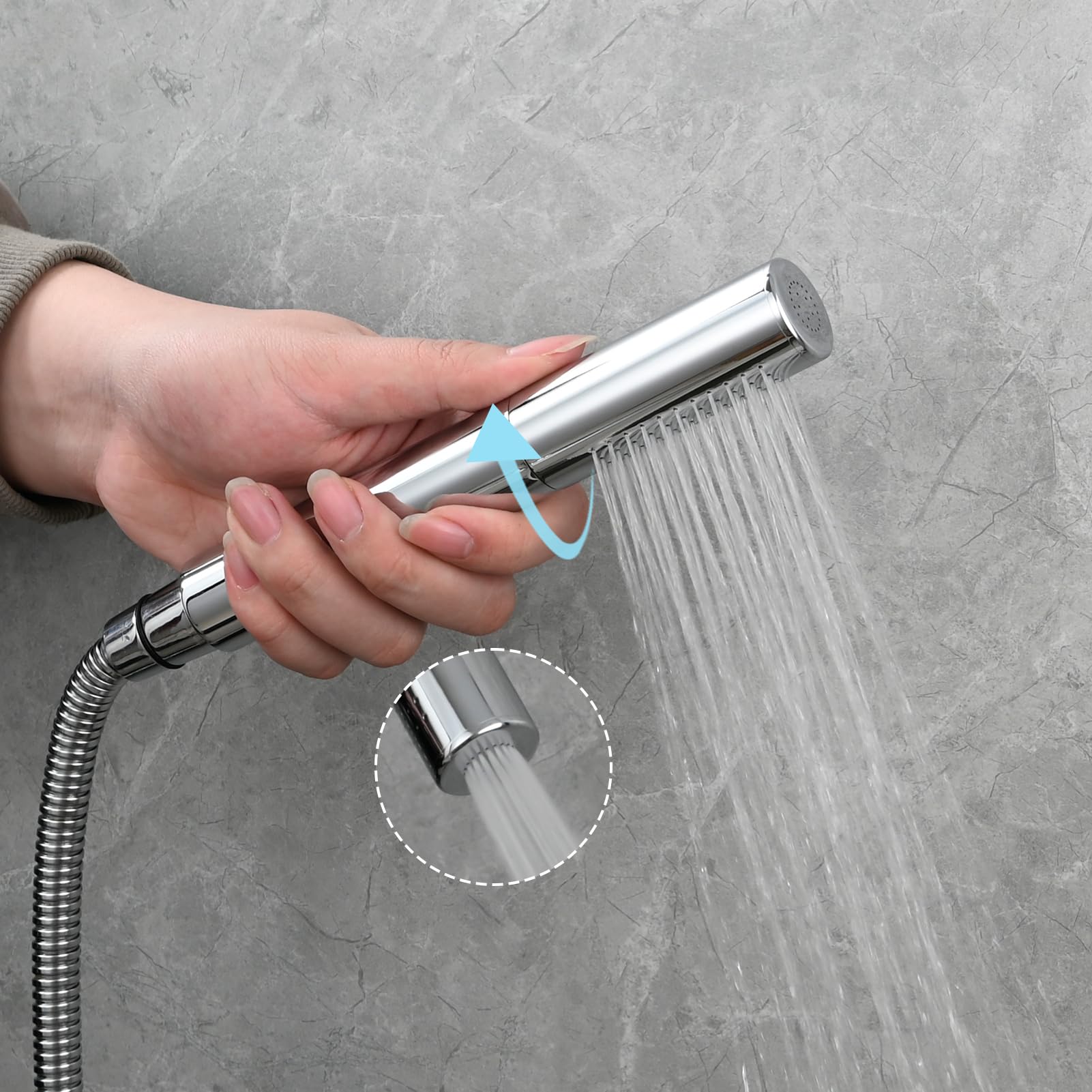 Tecmolog BS159 - Doccetta doccia in ottone, a risparmio d'acqua, 2 getti a mano, cromato per bagno e spa