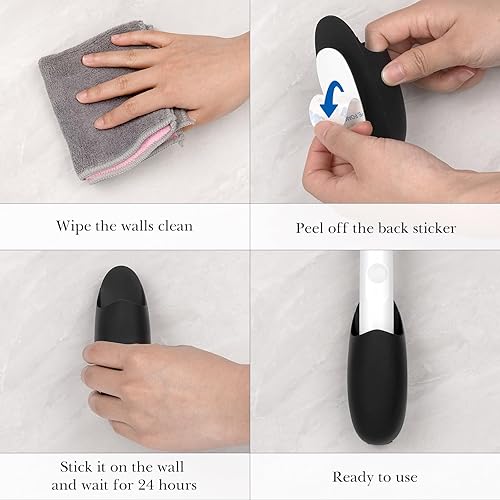 Miniatura 5 de Linkidea 2 soportes para cepillos de dientes eléctricos para montaje en pared, de silicona para montar en la pared, organizador de almacenamiento