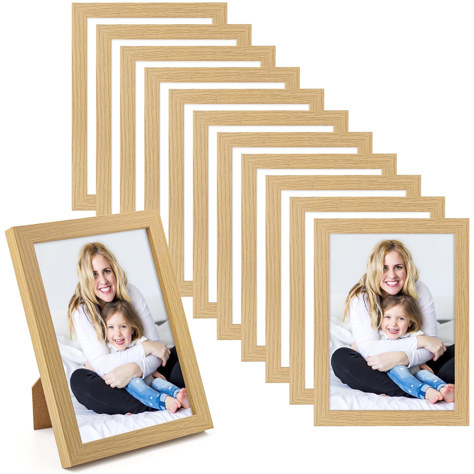 WenYa 4x6 Oak Photo Frames, 12 Pack 6x4 Picture Frames Wall and Desktop Horizontal Vertical 6-inch Photo Frames for Family Pictures Display (Oak, 4x6-12pack)