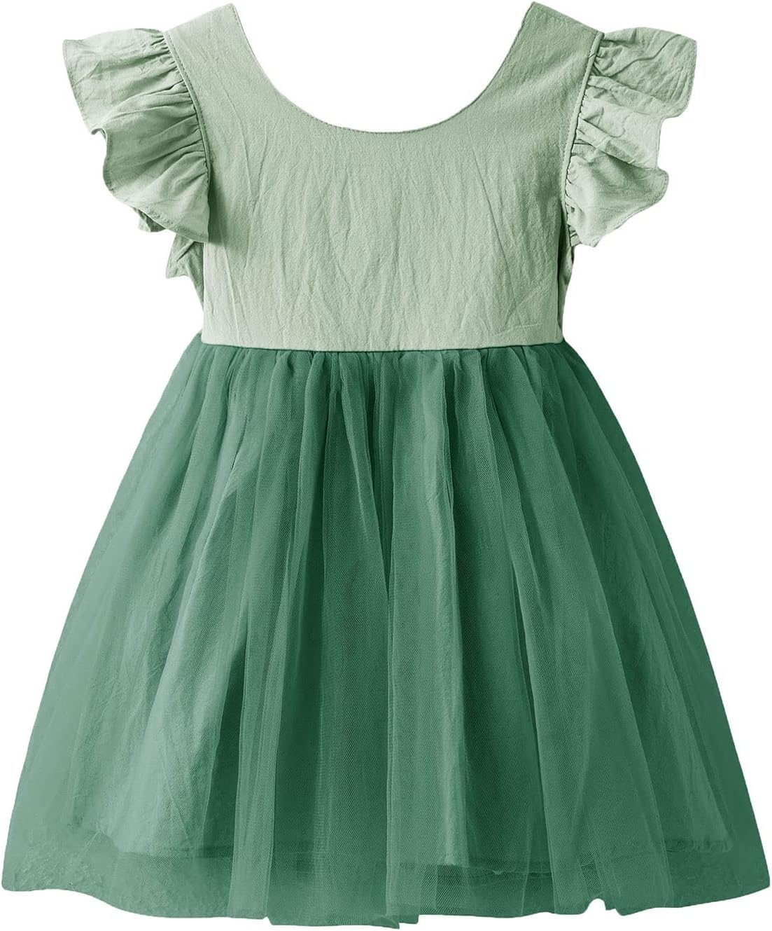 Dutebare Toddler Girls Tulle Tutu Dress Linen Ruffle Tie Back Sleeveless Kids Princess Party Dresses - Image 3