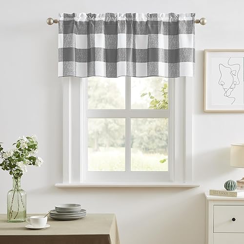 Vista 22 de Melodieux Cortinas opacas a cuadros de búfalo de 63 pulgadas de largo para dormitorio, sala de estar, cortinas con ojales para oscurecer