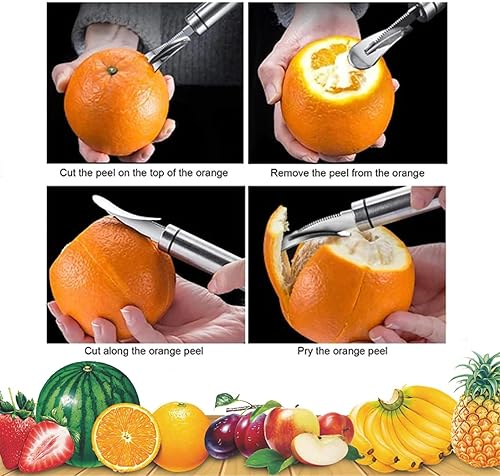 Miniatura 5 de Abridor de pomelo de acero inoxidable, pelador de pelador naranja, cortador de abridor de pomelo de frutas, herramienta de pelado de pomelo,
