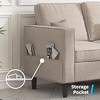 Vista 5 de Mjkone Juego de sofás de 3 piezas de 78 pulgadas de ancho para sala de estar, juegos de muebles seccionales en forma de L de 3 plazas, sofá y sofá