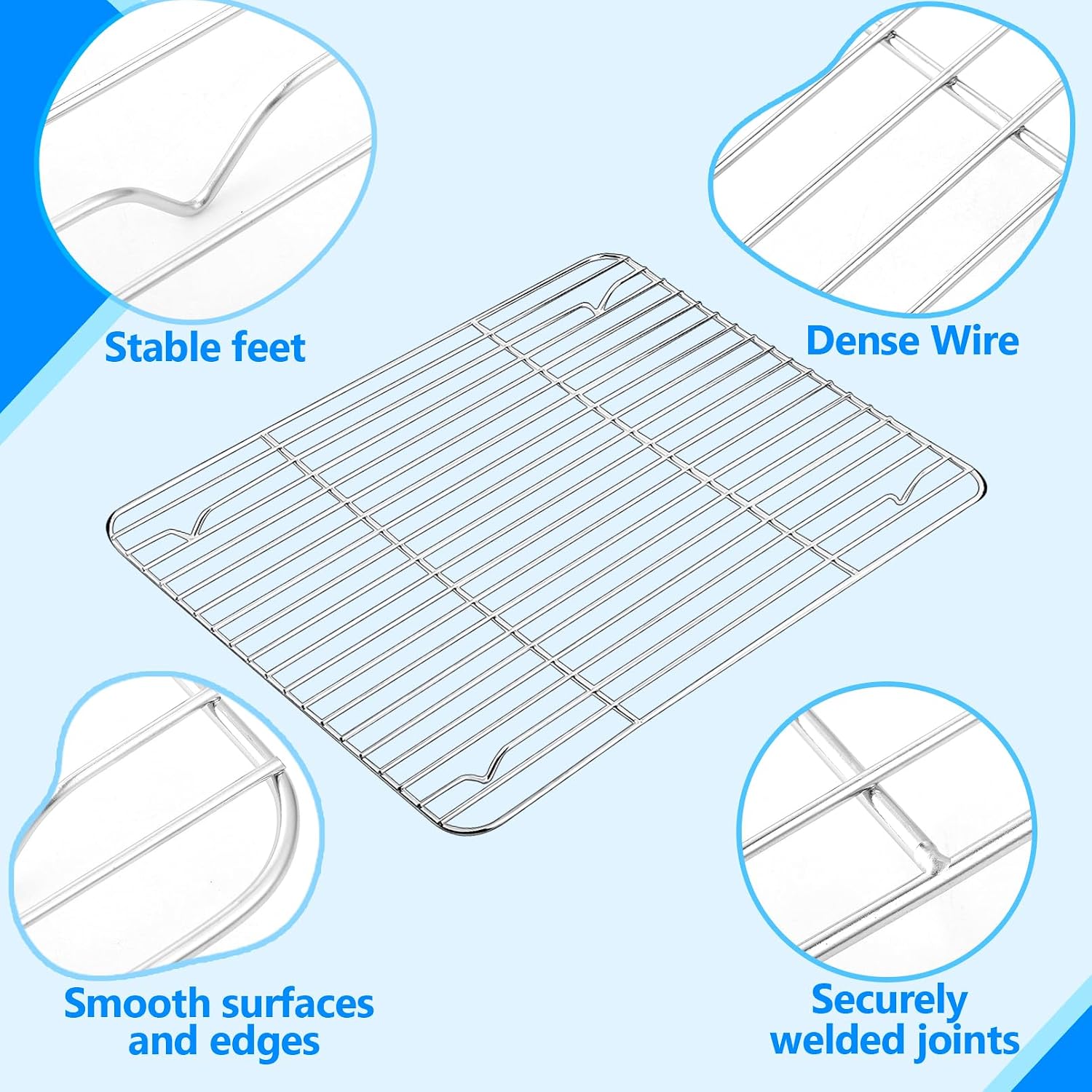 Jeffbaubl 5 Pack Baking Cooling Rack, Stainless Steel Baking Racks, Roasting Rack for Roasting Grilling Cooking, Heavy Duty Wire Racks, Oven & Dishwasher Safe