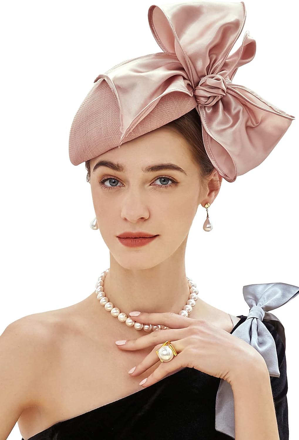 BABEYOND Fascinator Hat for Women Tea Party Derby Hat Mesh Cocktail Pillbox Hat Bridal Wedding Headpiece