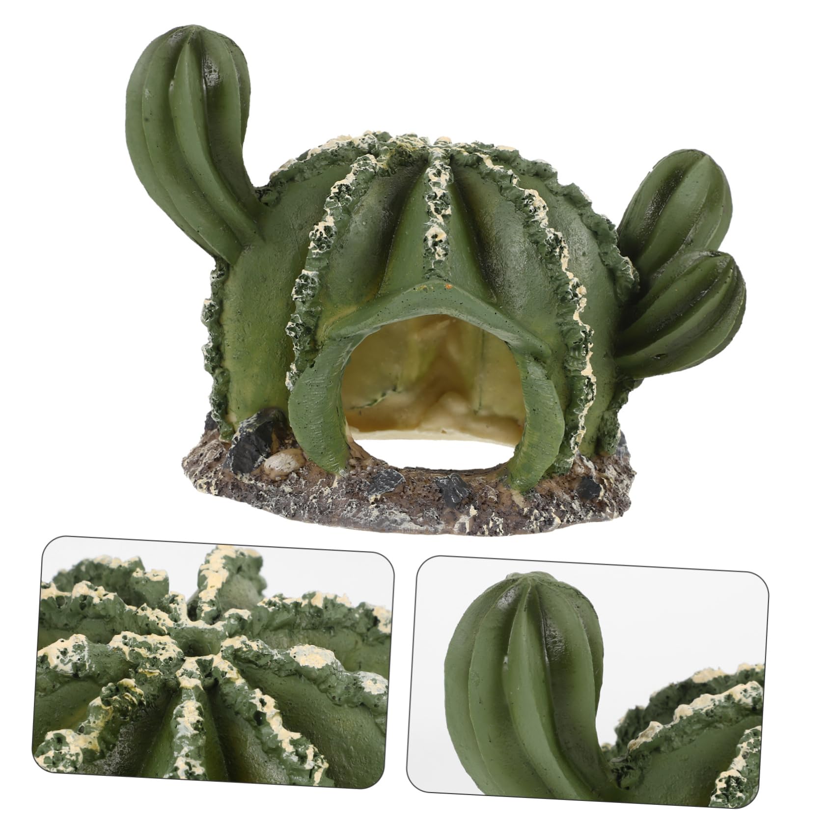 INOOMP 4piezas Cueva Decorativa para Reptiles Forma De Cactus Refugio De Resina para Geckos y Serpientes Accesorio Multifuncional para Terrarios y Acuarios