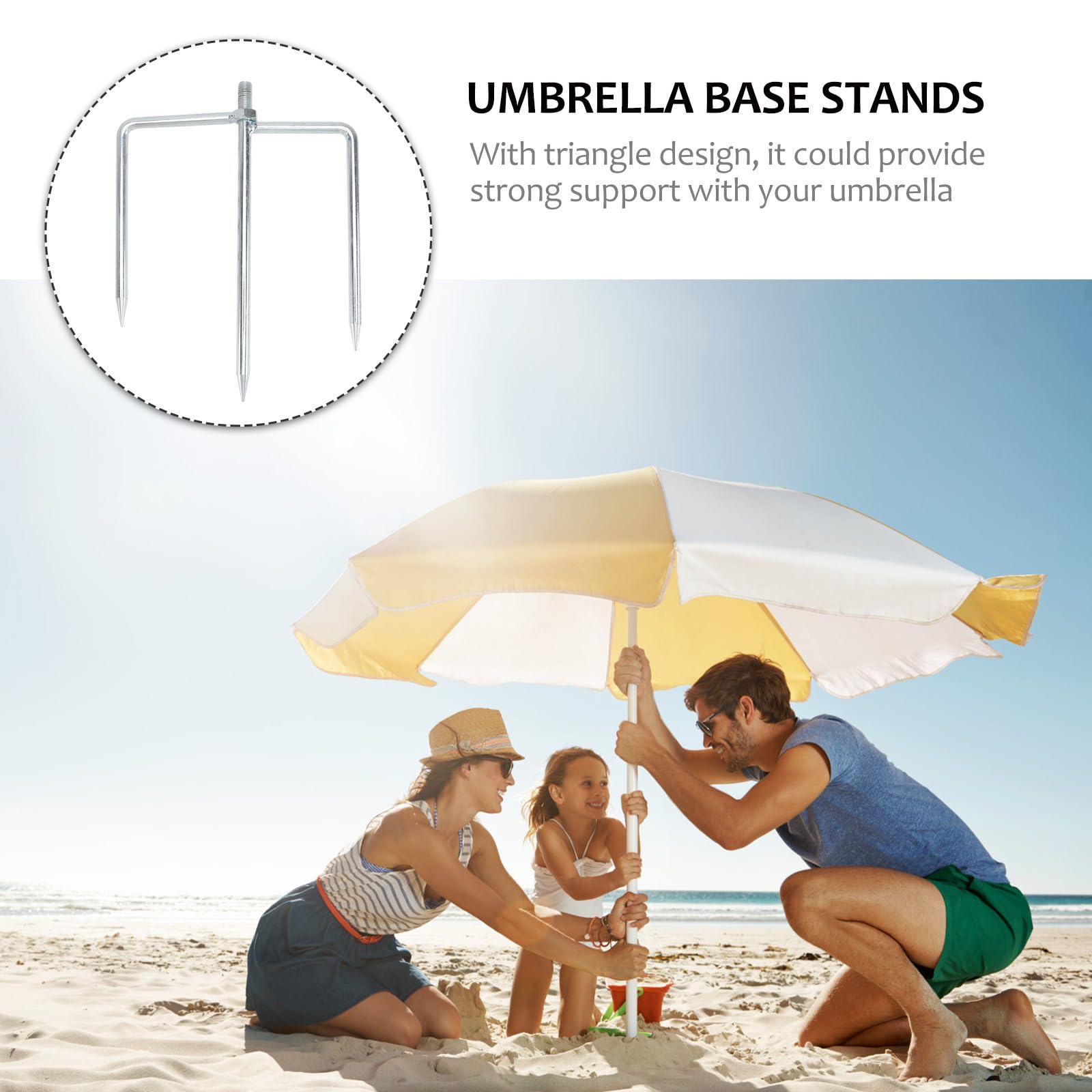 Ancre de parasol de plage en acier de 12 mm avec base de fourche robuste pour extérieur et jardin, installation facile pour jardin et jardin