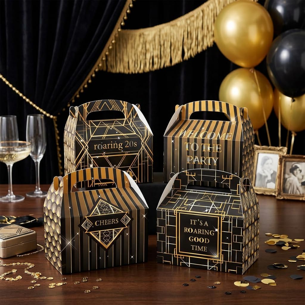 Roaring 20s Party Decorations Favor Boxes Goodies Candy Treats Cookie Bags