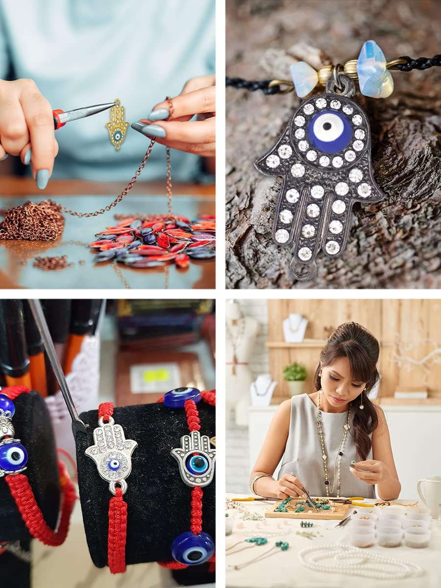 Mandala Crafts Gunmetal Evil Eye Hamsa Hands Charms Beads for Jewelry Making – Metal Hand of Fatima Pendants for Adult Hamsa Pendant Necklaces & Bracelets - Image 5