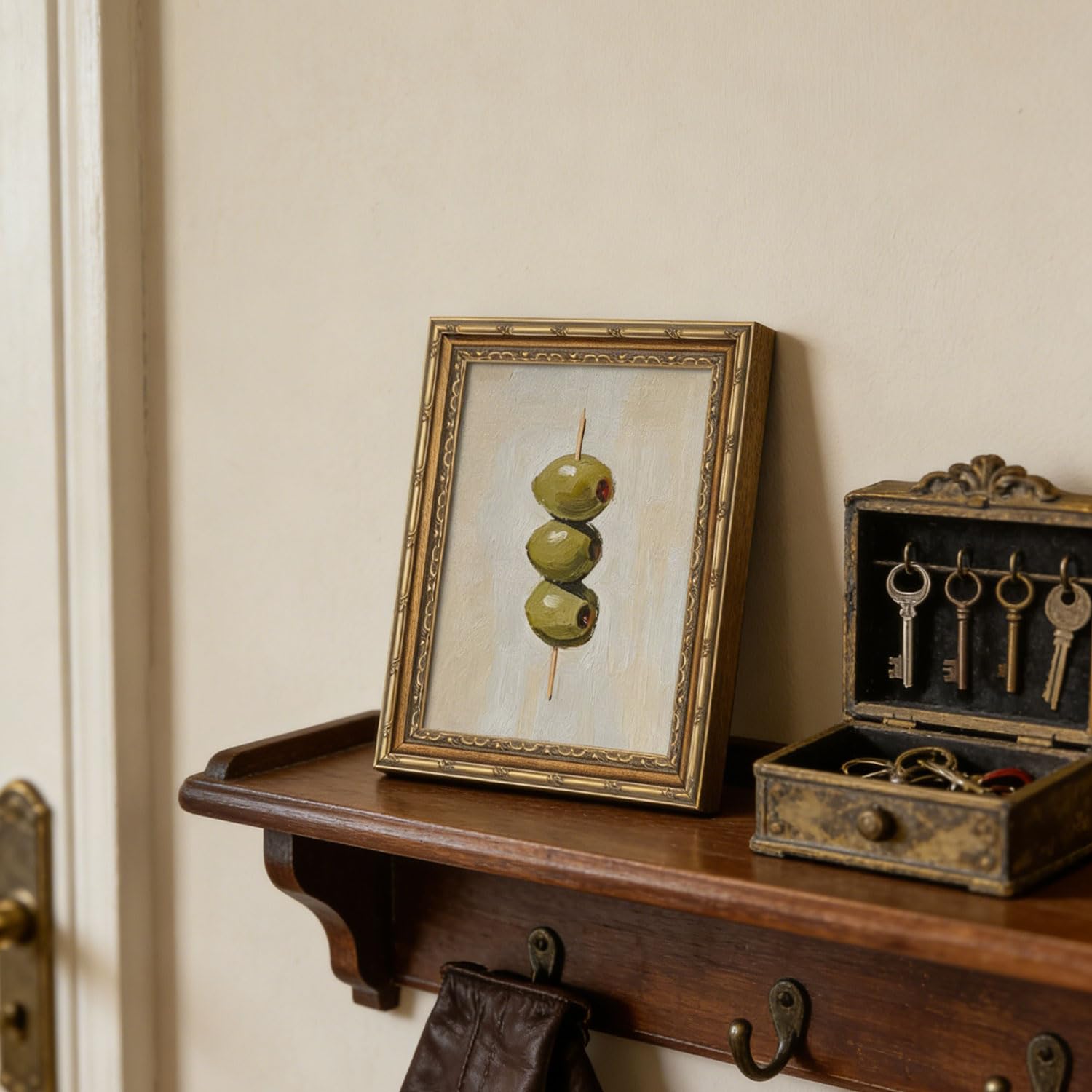 Gold Framed Wall Art Vintage Dirty Martini Olives Wall Art Retro Green Olives Cocktail Bar Cart Wall Decor Picture Summer Trendy Minimalist Kitchen Poster Print for Living Room Dining Room 9x11in — view 7