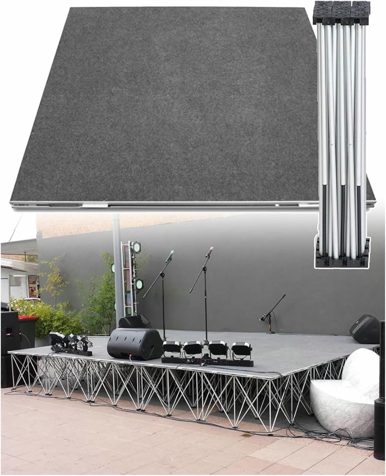 Plataforma Plegable para espectáculos con Plataformas modulares y conectables, Apta para Diversos Eventos, de diseño portátil, Ideal para conciertos y espectáculos al Aire Libre, con Altura