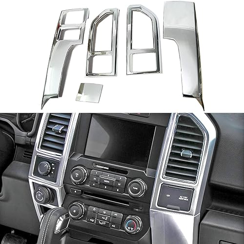 Keptrim Para consola central cromada F150 Panel de aire acondicionado para Ford F150 2015 2016 2017 2018 2019 2020 Ford F150, 5 unidades