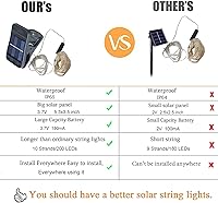 Vista 3 de YITING - 10 hebras de 200 luces LED solares parpadeantes de luciérnaga impermeables (sin regadera), 8 modos de luces de hadas estrelladas, luces