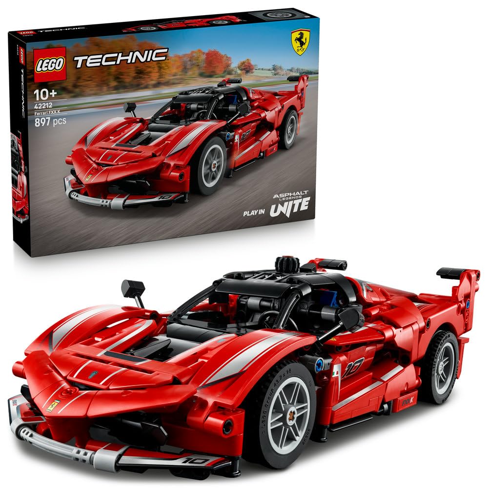 LEGO Technic Ferrari FXX K Race Car Toy - Play & Display Model Building Kit with V12 Engine, Differential and Moving Pistons - Motorsports Gift for 10+ Year Old Boys - 42212