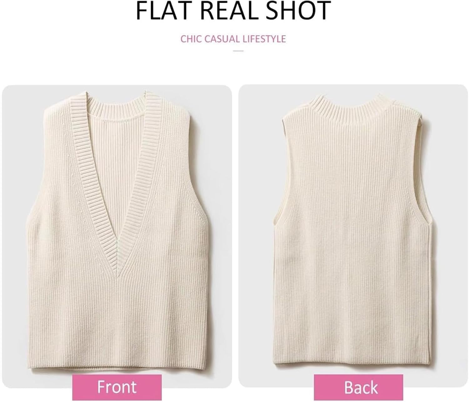 ZUEVI Women's Sweater Vest V Neck Sleeveless Pullover Knitwear Tops Casual Trendy Solid Crop Knitted Sweaters Vests - Image 4