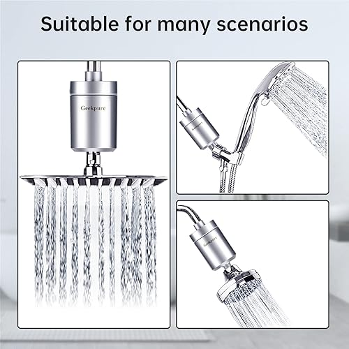 Miniatura 8 de Geekpure Filtro de ducha de 5 etapas que reduce el óxido del olor a cloro, mejora la condición del cabello de la piel