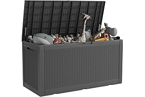 Waterproof Outdoor Storage Bin for Patio Furniture, Gardening Tools, or Pool Accessories (100 Gal, Black)