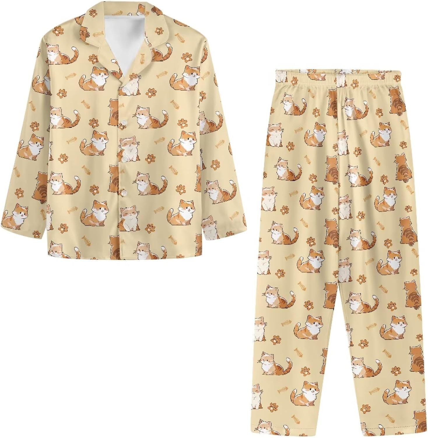 Soft Pajama Set For Women 2 Piece Lounge Set Button Down Long Sleeve Sleepwear