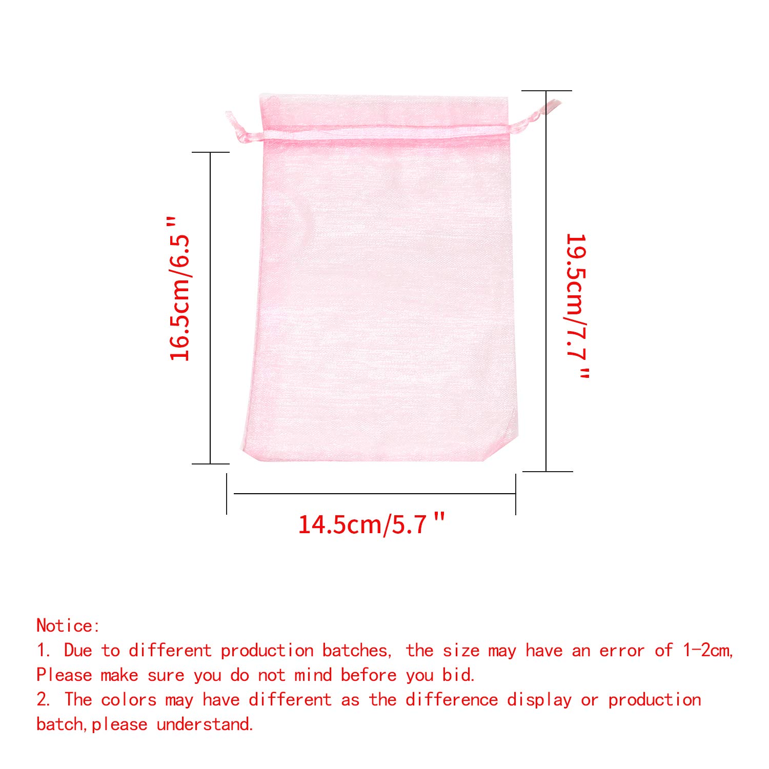 Dealglad 100 szt. torebek z organzy 15 x 20 cm, różowe torby siatkowe sznurek na biżuterię woreczki na prezenty baby shower wesele torby upominkowe
