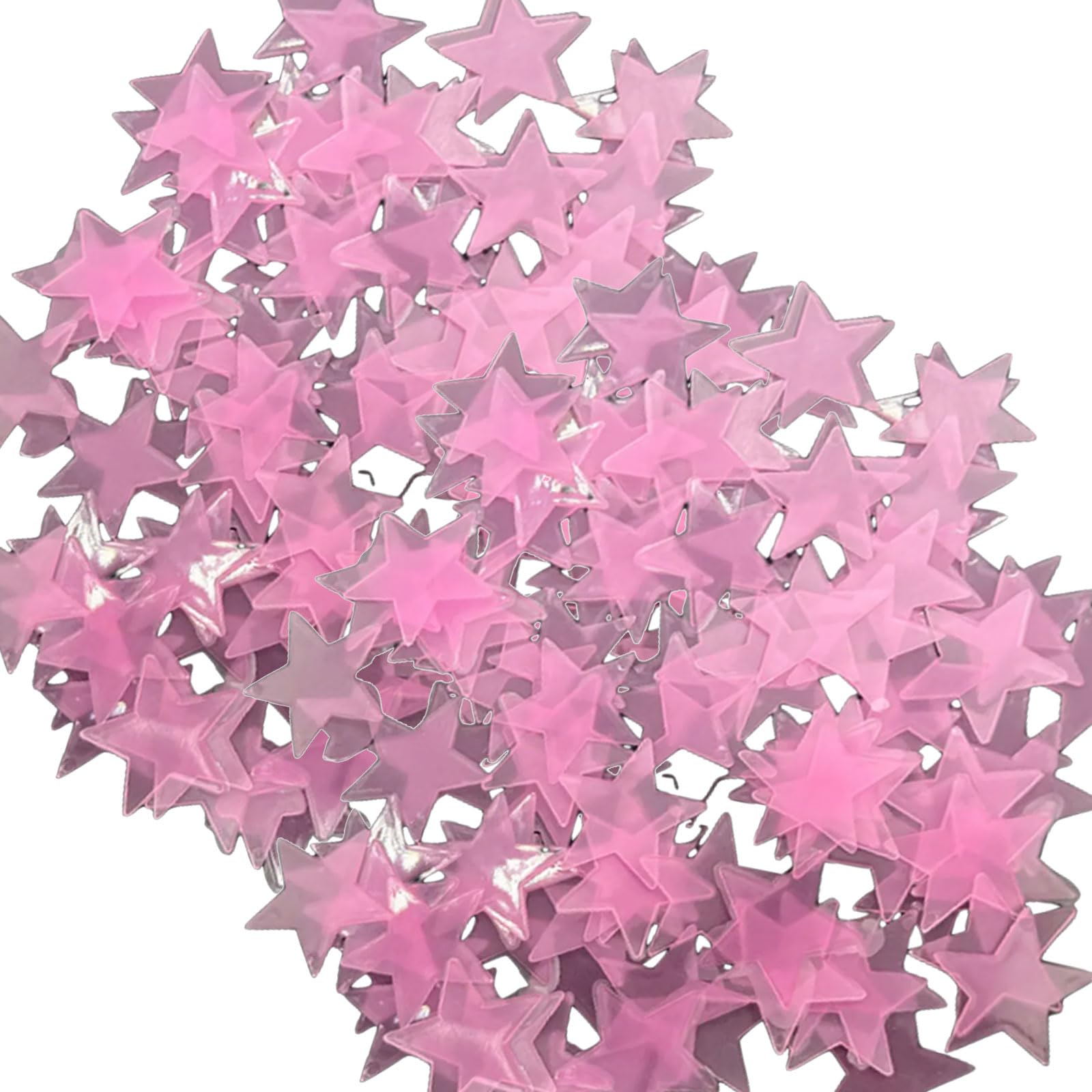 of 100 Glowing 3D Star Sticker for Bedroom Ceiling and Wall Decoration 3cm Diameter Glow in Dark Wall Decal Fluorescent Sticker