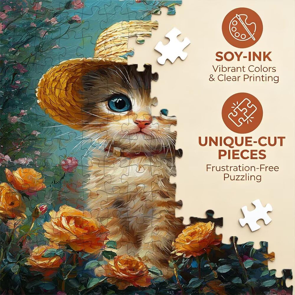 Puzzle 2000 sztuk, słomkowy kapelusz kot puzzle dla dorosłych 2000, drewniane puzzle, klasyczne gry edukacyjne, niemożliwe wyzwanie, rodzina gier, kreatywny prezent DX0YL1-134