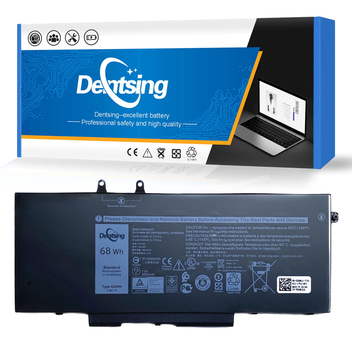 Dentsing 4GVMP 7.6V 68Wh/8500mAh Laptop Battery Compatible with Dell Latitude 5400 5410 5500 5510 Pr