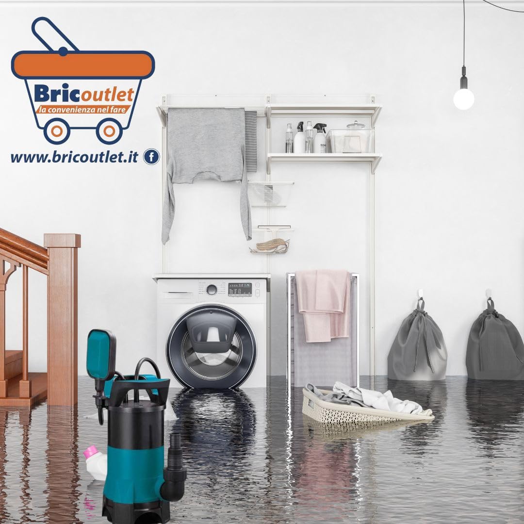Pompa Sommergibile per Acque Scure, 750W, Elettrica, per Fognature e Cantine, Argento/Nero