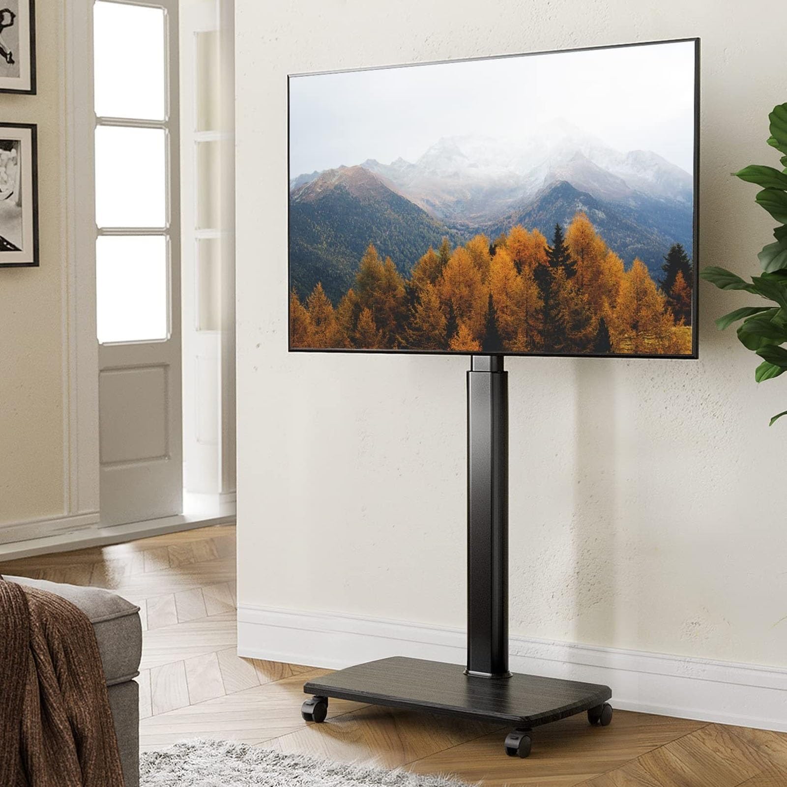 Support de Sol Portable pour téléviseur - Support Universel à roulettes, Chariot pour téléviseurs de 37 à 70 Pouces, Hauteur réglable pour Chambre, extérieur, Petit,B-1270-1470mm
