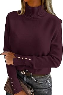 Turtleneck Sweaters for Women Long Sleeve Dressy Casual Soft Knitted But...