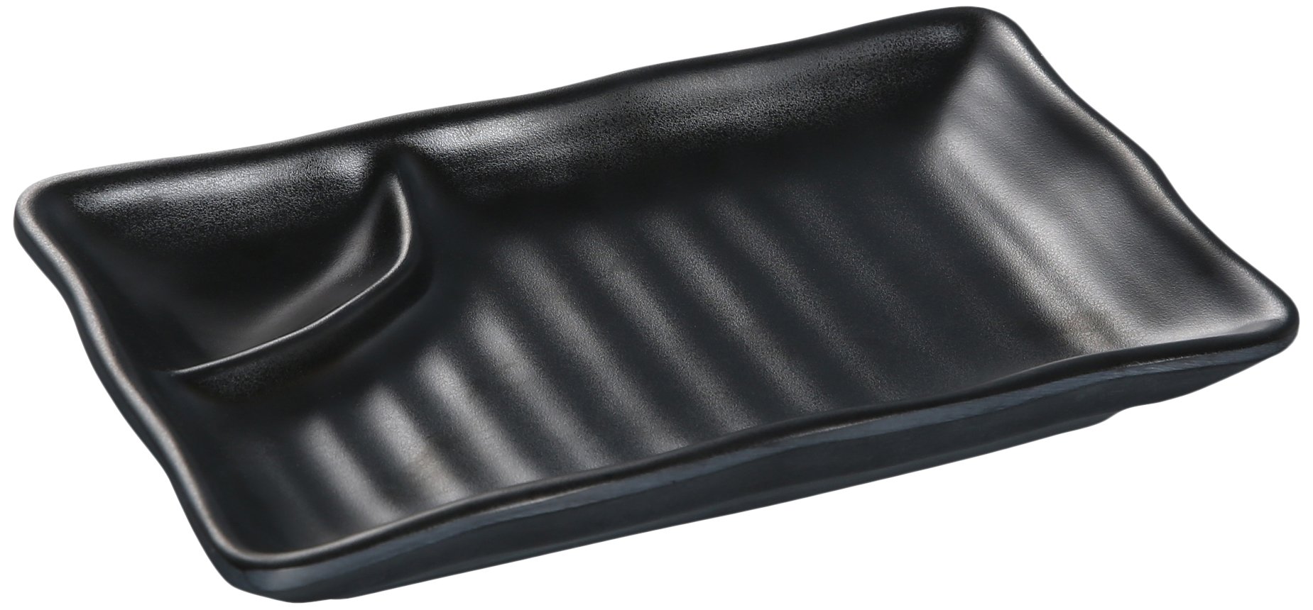 Yanco BP-4008 Black Pearl-2 Compartment Plate, 8" Length, Melamine, Black Color with Matting Finish, Pack of 48