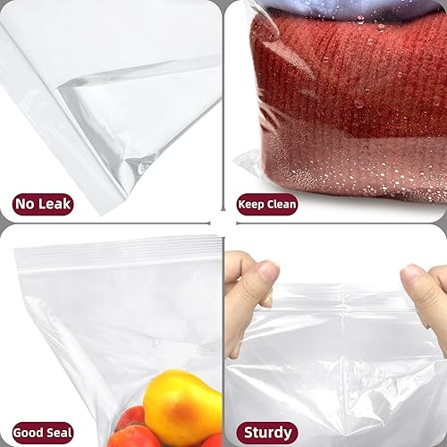 Miniatura 10 de Bolsas de almacenamiento grandes de plástico con cremallera de 5 galones, 18 x 24 pulgadas, bolsas de almacenamiento transparentes con cierre de 12