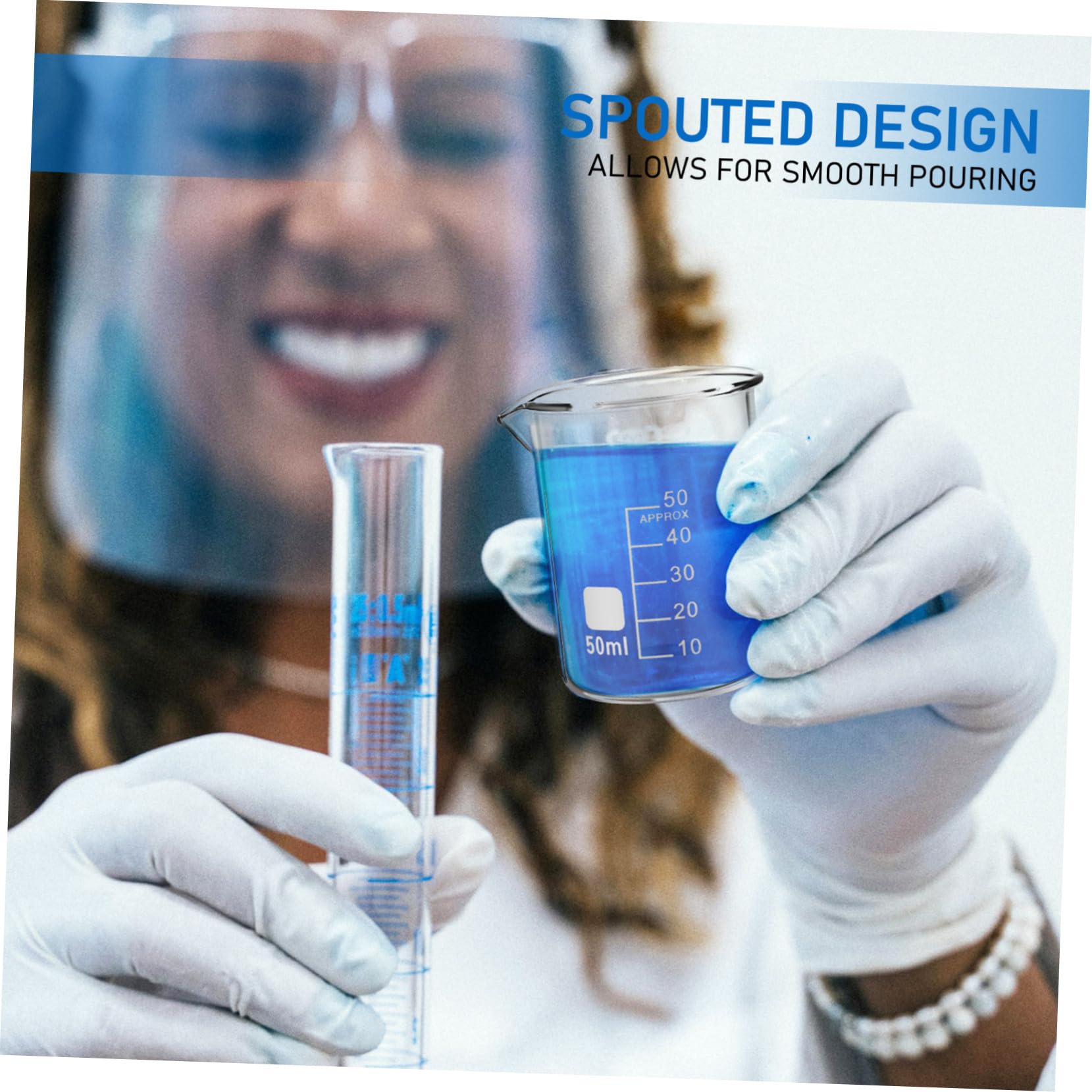 SHINEOFI 20 pezzi Bicchieri in Vetro Graduati Beccuccio Contenitori Graduati per Liquidi Resistenti al Calore Vetreria da Laboratorio Trasparente Facili da Pulire e Stabili per Esperimenti