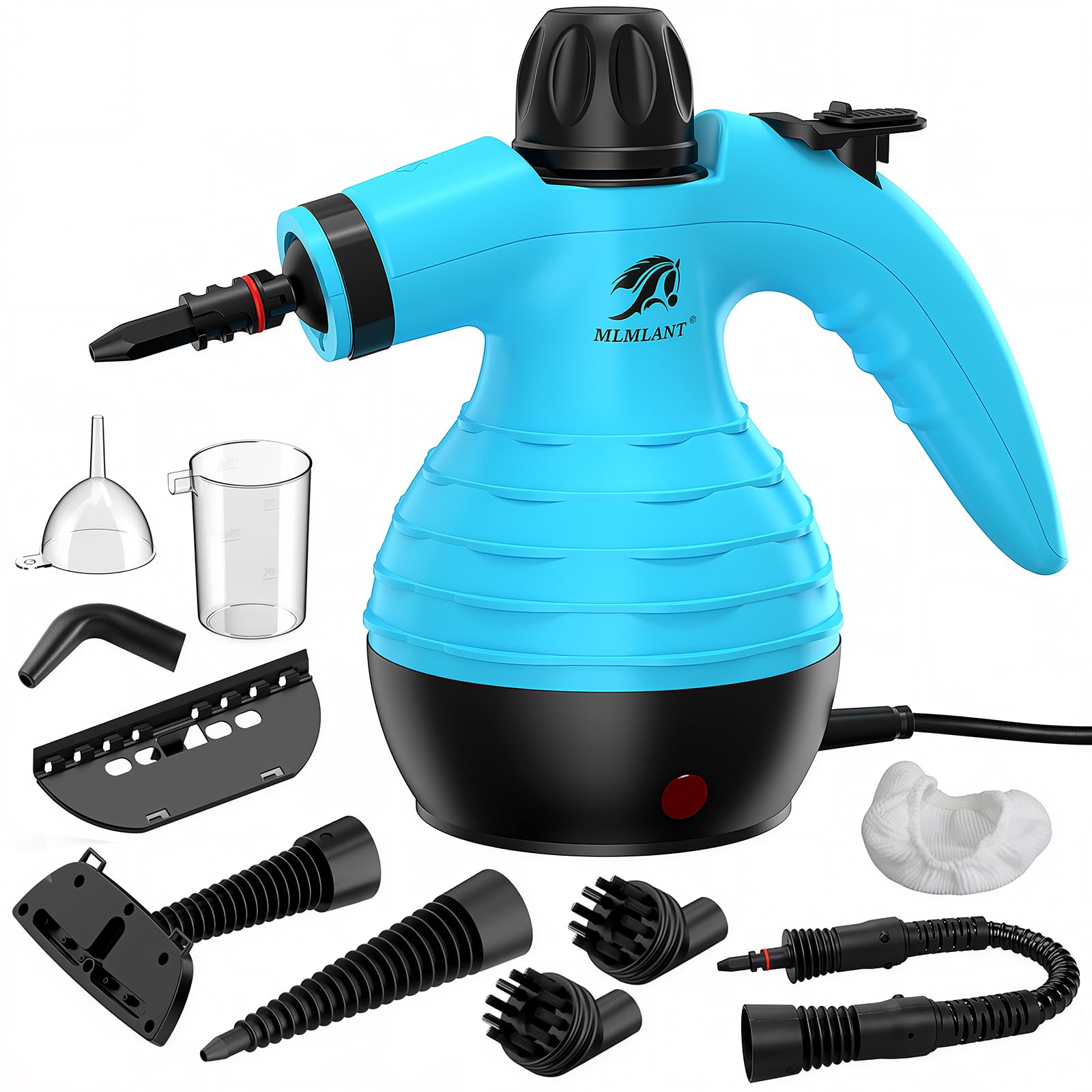 MLMLANT Multi-function Portable Handheld Steam Cleaner with 9 accessories for kitchen grease, bathroom tiles, car interior, etc.