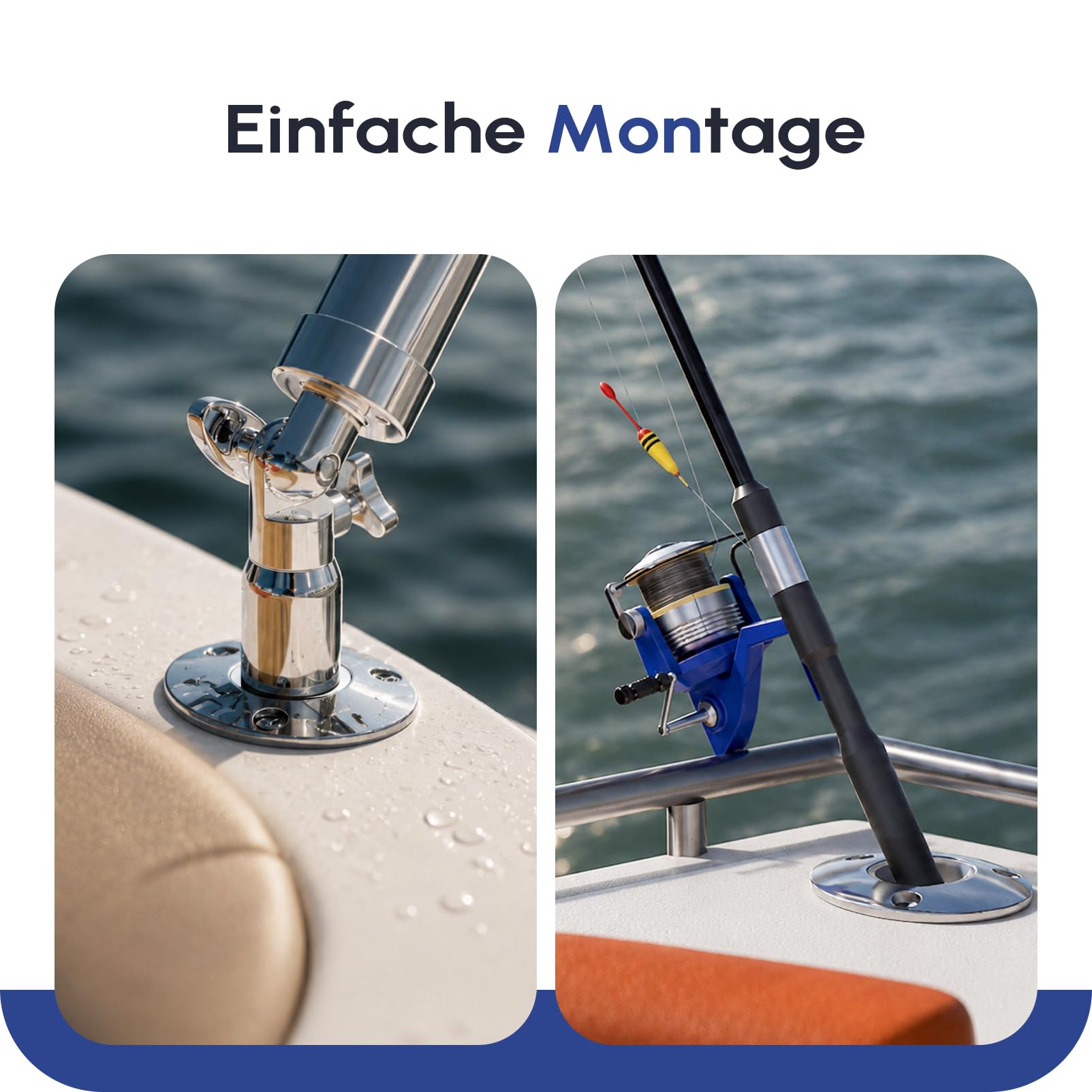 Angelrutenhalter 2er-Pack, 316 Edelstahl 15°/30°/90° Rutenhalter für Angelboote, bündige Montage mit Verschlusskappe, schwere Ausführung