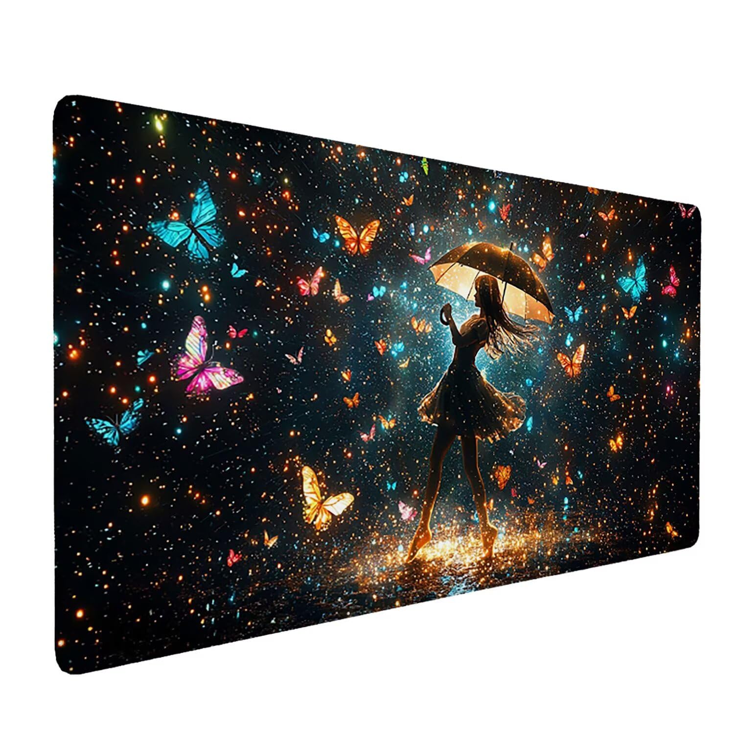 Tappetino per Mouse XXL 1200 x 600 mm Tappetino Mouse Gaming Grande, Mousepad con Base in Gomma Antiscivolo, Tappeto per Tavolo da Gaming per Mouse e Tastiera, Accessori PC (farfalla ragazza) H-354