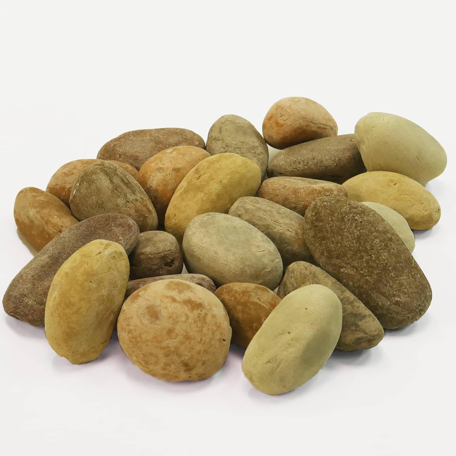 Bluegrass Living Hand-Painted Ceramic Fiber Fireplace Rocks - 24 Piece Set, Mixed Grey Colors, 2-5 Inch Sizes, Heat-Resistant, Realistic Design for Indoor/Outdoor Gas Fireplaces, Logs, and Fire Pits