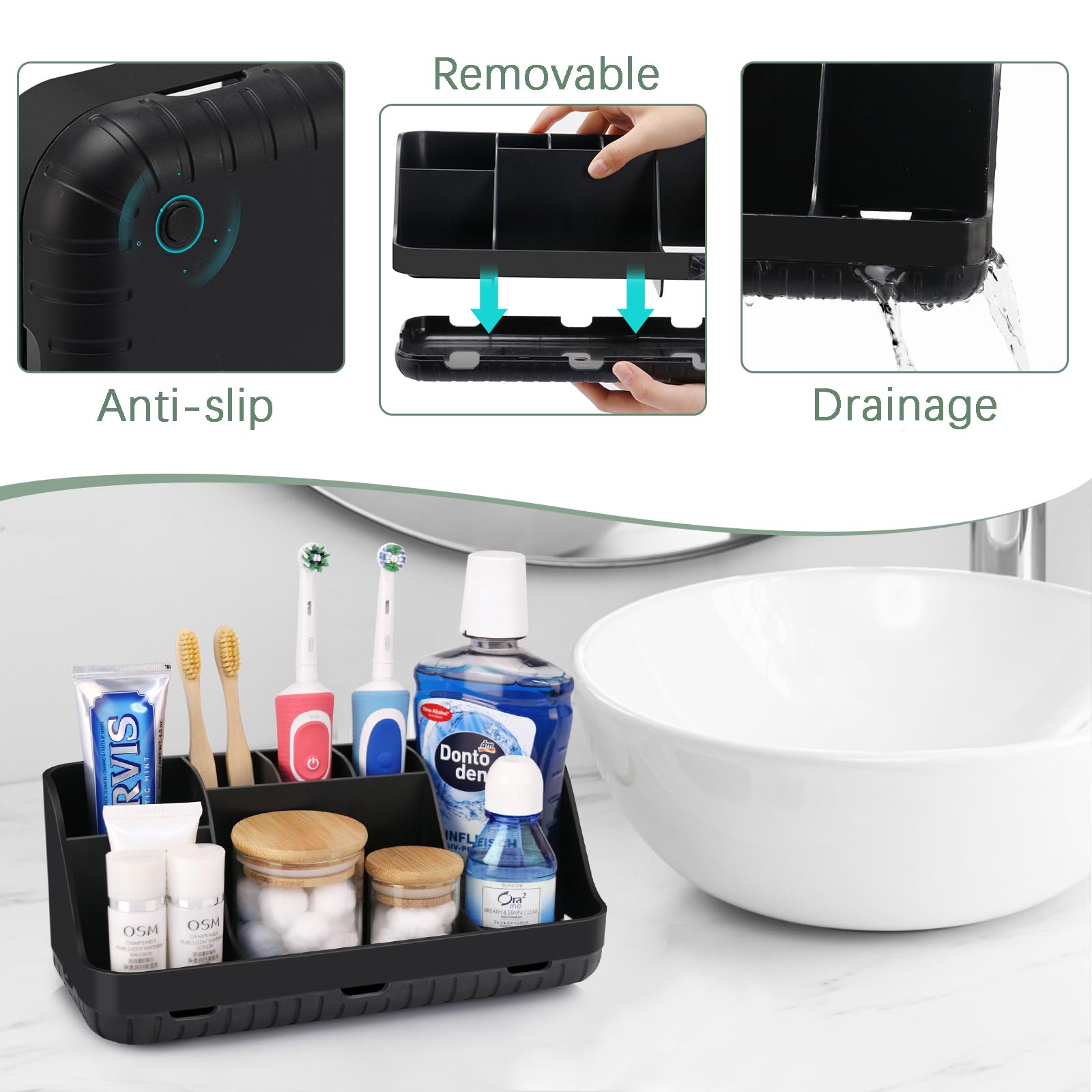 PARKMANI Toothbrush Holder for Bathroom Organizer Storage Electric Toothbrush and Toothpaste Holders - Image 3