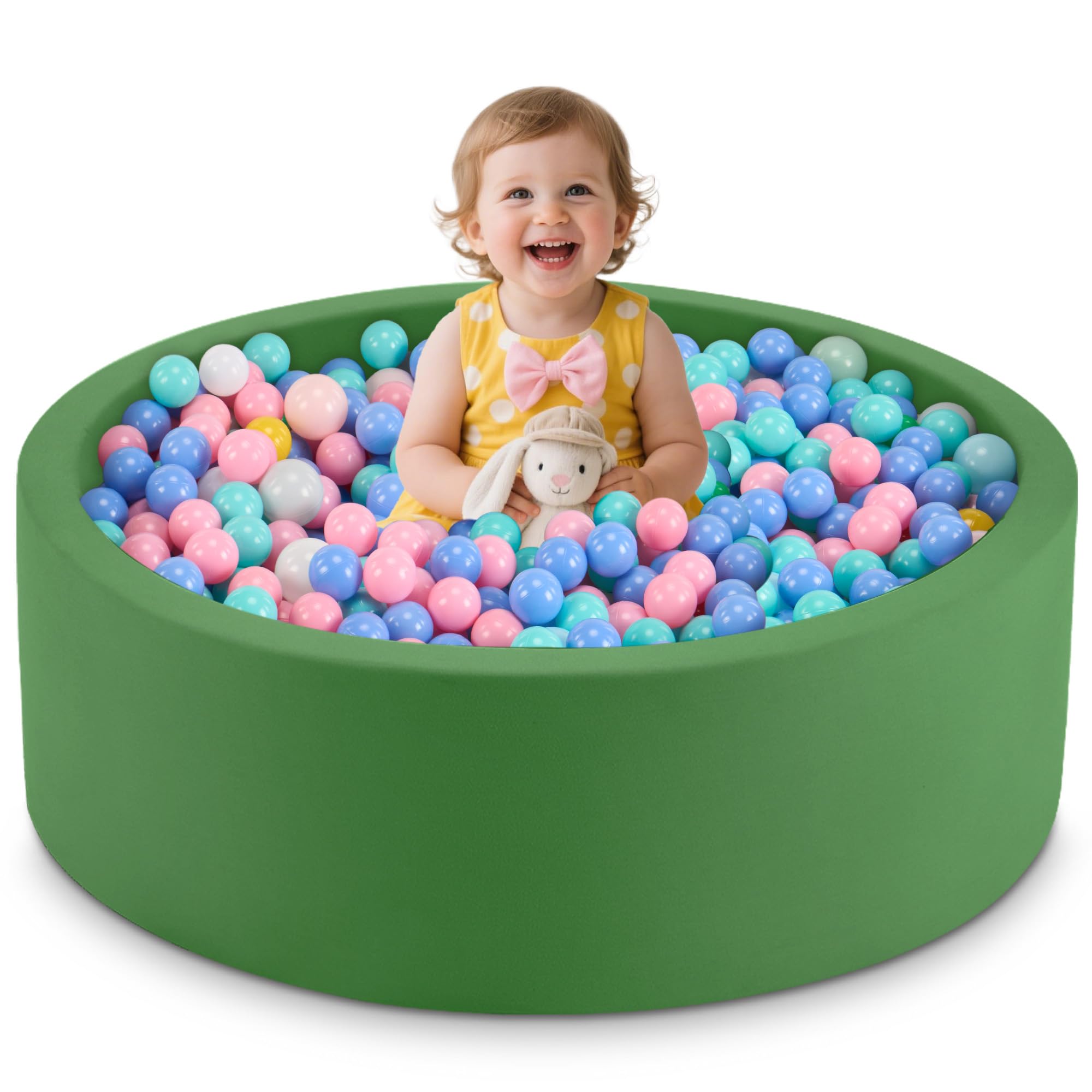 Aunekiv 35.4" x 11.8" Foam Ball Pit for Toddlers, Baby Round Balls Pool for Babies 1-3, Kids Play Ball Pits Ideal Gift for Boys and Girls, Balls Not