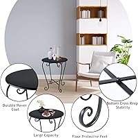 Vista 6 de Small Patio Side Table,Round Metal Side Table,Weather Resistant Anti-Rust Outdoor Side Tables,Outdoor End Table for Garden,Porch,Balcony,Yard,Black