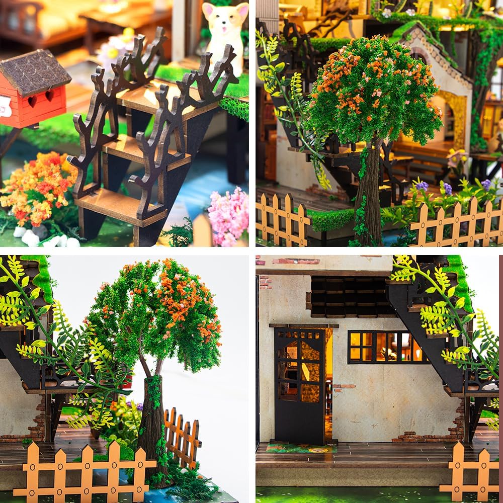 Miniaturowy zestaw do samodzielnego wykonania, mini domek dla lalek z meblami, mały zestaw do budowania dla dorosłych, rękodzieło, prezent na Boże Narodzenie, bajkowy las