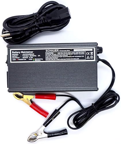 Schauer Mantenedor de batería para carrito de golf de 48 V - Mantenedor de carga de batería de plomo - entrada de 115 VCA  Salida de 48 V CC  Tasa