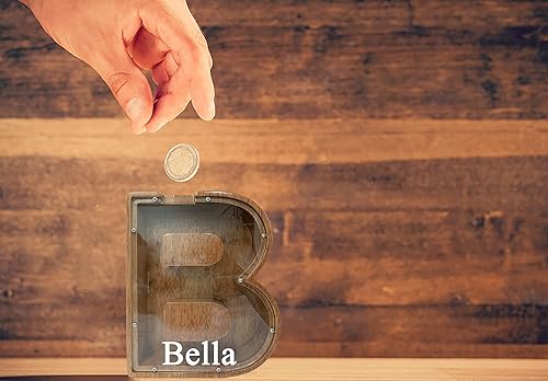 Vista 112 de Alcancía grande de madera personalizada para niños, alcancía con nombre personalizado, alcancía (nombre grabado láser) letras del alfabeto